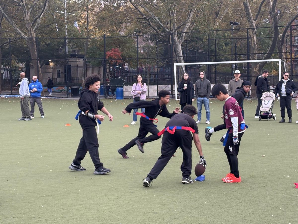 The flag football team in action. 